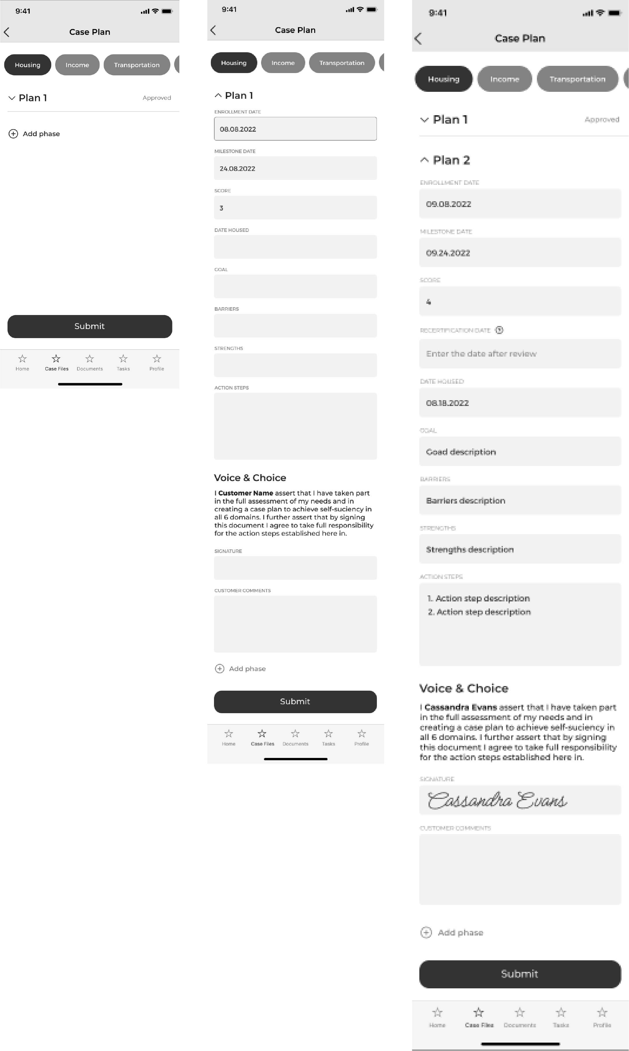 Revised case planning workflow with goals, barriers, milestones, and action steps